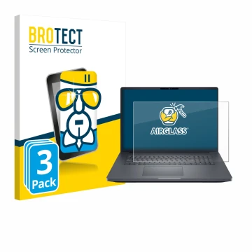 Front side of a product packaging with the brand logo BROTECT. Next to it is the device Dell Pro Max 18 shown with the corresp