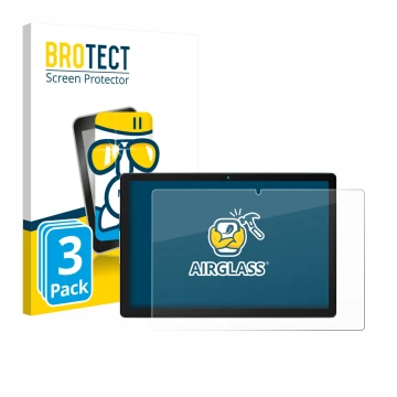 Front side of a product packaging with the brand logo BROTECT. Next to it is the device Yicty MB1001 10.1