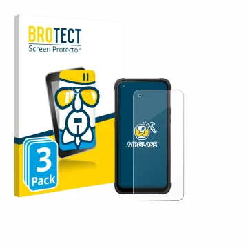 Front side of a product packaging with the brand logo BROTECT. Next to it is the device Hammer Blade V 5G shown with the corre