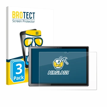 Front side of a product packaging with the brand logo BROTECT. Next to it is the device Tibuta A10 10.1