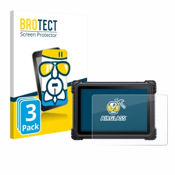 Front side of a product packaging with the brand logo BROTECT. Next to it is the device iCarsoft CR Eagle shown with the corre