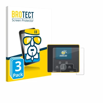 Front side of a product packaging with the brand logo BROTECT. Next to it is the device Junsi iCharger DX12 shown with the cor