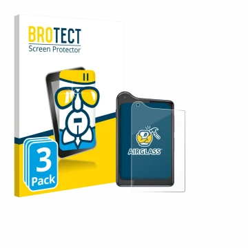Front side of a product packaging with the brand logo BROTECT. Next to it is the device Xiaomi Qin K25 shown with the correspo