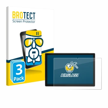 Front side of a product packaging with the brand logo BROTECT. Next to it is the device Antemper D115 10.1