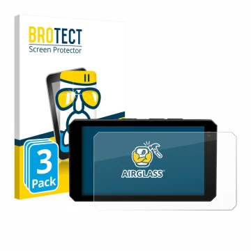 Front side of a product packaging with the brand logo BROTECT. Next to it is the device Chigee AIO-6 LTE 4G shown with the cor