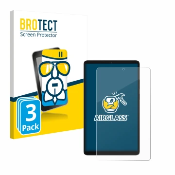 Front side of a product packaging with the brand logo BROTECT. Next to it is the device Samsung Galaxy Tab A11 8.7
