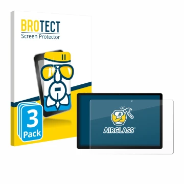 Front side of a product packaging with the brand logo BROTECT. Next to it is the device Doogee U13 shown with the correspondin