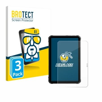 Front side of a product packaging with the brand logo BROTECT. Next to it is the device Blackview Active 7 shown with the corr