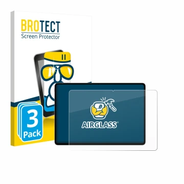 Front side of a product packaging with the brand logo BROTECT. Next to it is the device Honor Magicpad 3 Pro shown with the co