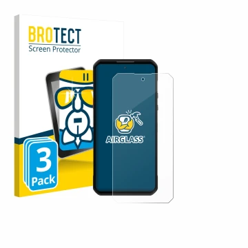 Front side of a product packaging with the brand logo BROTECT. Next to it is the device Oukitel WP60 shown with the correspond