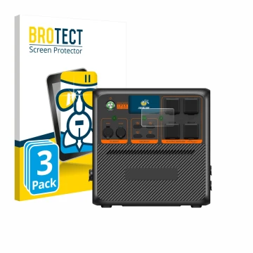 Front side of a product packaging with the brand logo BROTECT. Next to it is the device Bluetti AC240P shown with the correspo