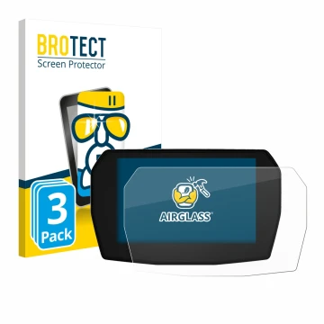 Front side of a product packaging with the brand logo BROTECT. Next to it is the device Ducati Streetfighter V2 2025 shown wit