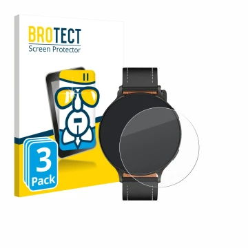 Front side of a product packaging with the brand logo BROTECT. Next to it is the device Pireware Nano Smartwatch shown with th