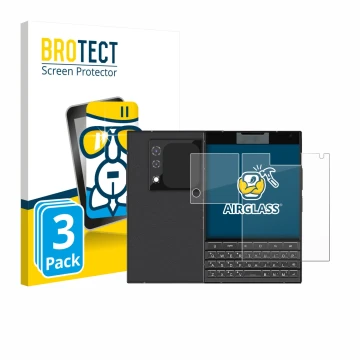Front side of a product packaging with the brand logo BROTECT. Next to it is the device Unihertz Titan 2 (Front+Camera) shown 