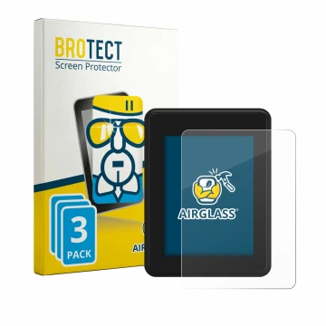 Front side of a product packaging with the brand logo BROTECT. Next to it is the device Neodrives simplyDisplay shown with the