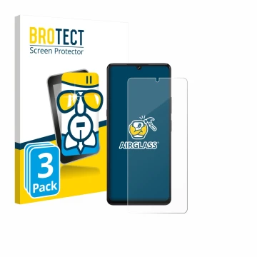 Front side of a product packaging with the brand logo BROTECT. Next to it is the device Cubot X100 shown with the correspondin