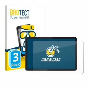 Front side of a product packaging with the brand logo BROTECT. Next to it is the device Lenovo Tab K11 (2nd Gen.) shown with t