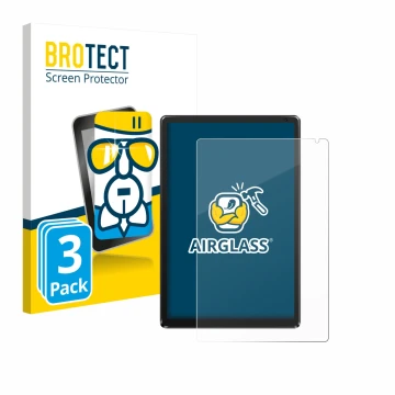 Front side of a product packaging with the brand logo BROTECT. Next to it is the device Whitedeer WHEC107BK 10.1