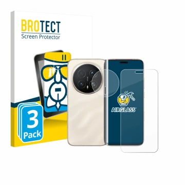 Front side of a product packaging with the brand logo BROTECT. Next to it is the device Honor Magic 8 Pro (Front+Camera) shown