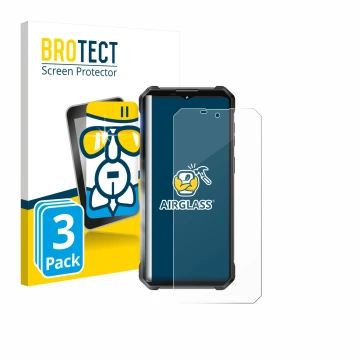 Front side of a product packaging with the brand logo BROTECT. Next to it is the device Oukitel WP53 Pro shown with the corres