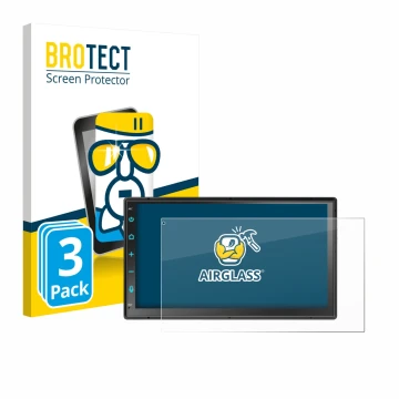 Front side of a product packaging with the brand logo BROTECT. Next to it is the device Atoto F7 WE F7G2B7WE 7