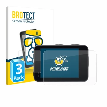Front side of a product packaging with the brand logo BROTECT. Next to it is the device Akaso Brave 7 shown with the correspon