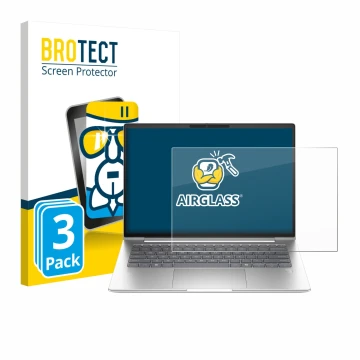 Front side of a product packaging with the brand logo BROTECT. Next to it is the device HP ProBook 4 G1a 14