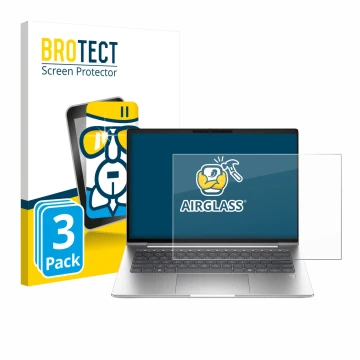 Front side of a product packaging with the brand logo BROTECT. Next to it is the device HP ProBook 4 G1a 16
