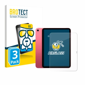 Front side of a product packaging with the brand logo BROTECT. Next to it is the device Apple iPad A16 11