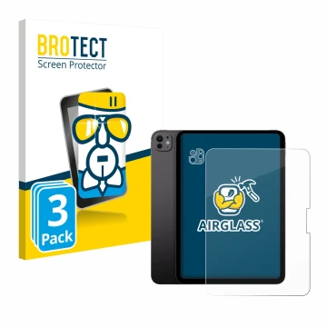 Front side of a product packaging with the brand logo BROTECT. Next to it is the device Apple iPad Pro 11