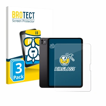 Front side of a product packaging with the brand logo BROTECT. Next to it is the device Apple iPad Pro 13