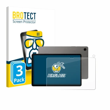 Front side of a product packaging with the brand logo BROTECT. Next to it is the device Samsung Galaxy Tab S9 FE (Front+Camera