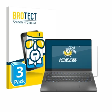 Front side of a product packaging with the brand logo BROTECT. Next to it is the device ASUS ROG Zephyrus G14 2025 GA403 shown