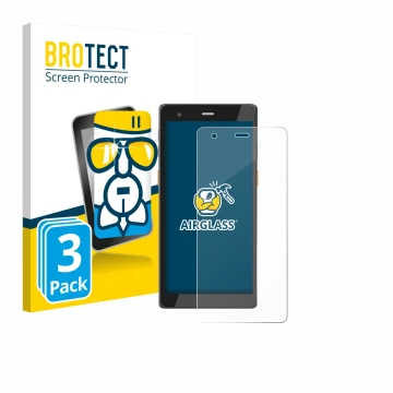 Front side of a product packaging with the brand logo BROTECT. Next to it is the device Scorpion 6X V2 shown with the correspo