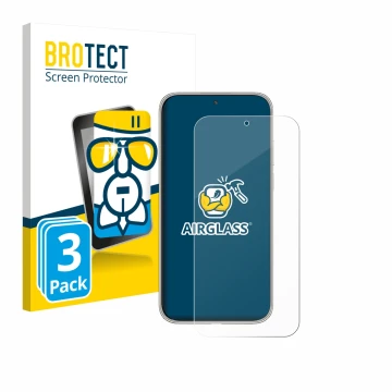 Front side of a product packaging with the brand logo BROTECT. Next to it is the device Huawei Mate 70 Air shown with the corr