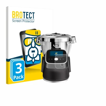 Front side of a product packaging with the brand logo BROTECT. Next to it is the device Moulinex i-Companion Touch Pro shown w
