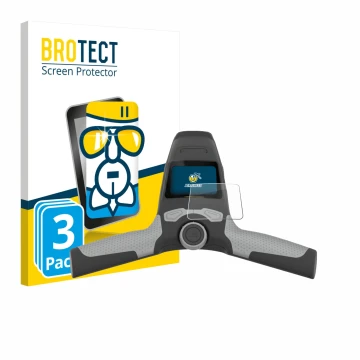 Front side of a product packaging with the brand logo BROTECT. Next to it is the device PowaKaddy FW5s shown with the correspo