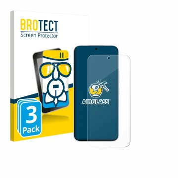 Front side of a product packaging with the brand logo BROTECT. Next to it is the device Honor 500 shown with the corresponding