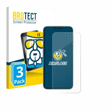 Front side of a product packaging with the brand logo BROTECT. Next to it is the device Huawei Mate 80 Pro Max shown with the 