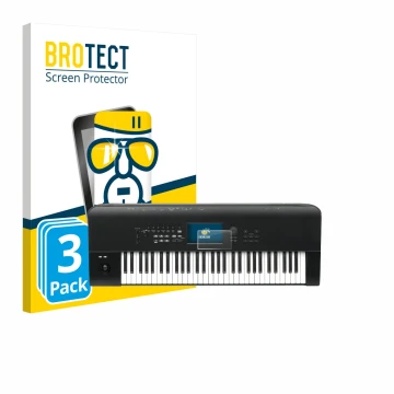 Front side of a product packaging with the brand logo BROTECT. Next to it is the device KORG Nautilus 61 shown with the corres