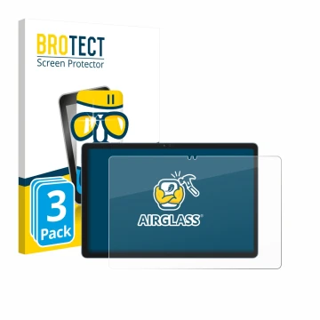 Front side of a product packaging with the brand logo BROTECT. Next to it is the device Blackview Zeno 10 shown with the corre