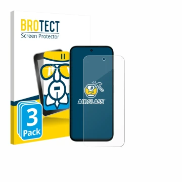 Front side of a product packaging with the brand logo BROTECT. Next to it is the device Honor X6c shown with the corresponding