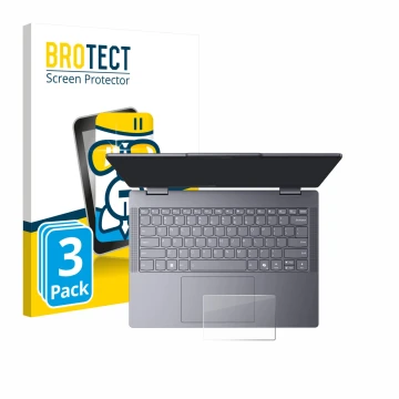 Front side of a product packaging with the brand logo BROTECT. Next to it is the device Lenovo IdeaPad 5 2-in-1 14