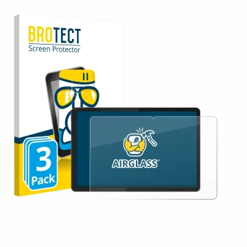 Front side of a product packaging with the brand logo BROTECT. Next to it is the device Lenovo Tab K12 ZAGJ0153SE shown with t