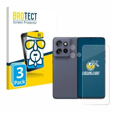 Front side of a product packaging with the brand logo BROTECT. Next to it is the device Motorola Edge 60 Neo (Front+Camera) sh