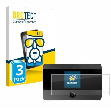 Front side of a product packaging with the brand logo BROTECT. Next to it is the device TP-Link M7350 shown with the correspon