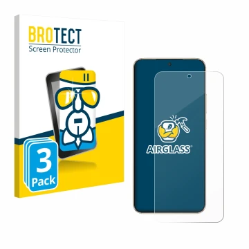 Front side of a product packaging with the brand logo BROTECT. Next to it is the device Honor Magic 8 Lite shown with the corr