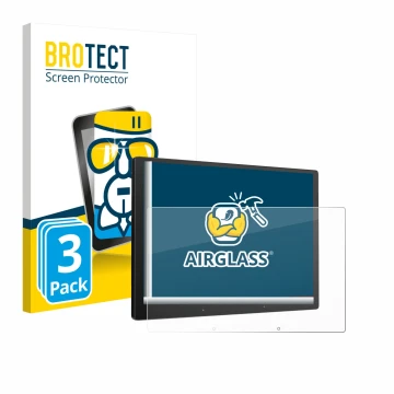 Front side of a product packaging with the brand logo BROTECT. Next to it is the device Atoto X10 10