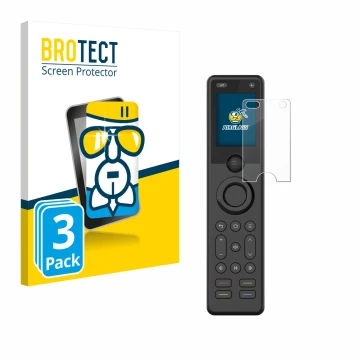 Front side of a product packaging with the brand logo BROTECT. Next to it is the device Sofabaton X1S shown with the correspon