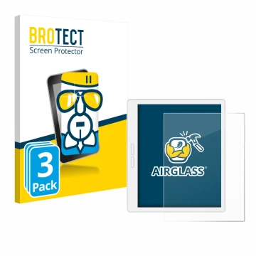 Front side of a product packaging with the brand logo BROTECT. Next to it is the device Bigme B751C-S shown with the correspon